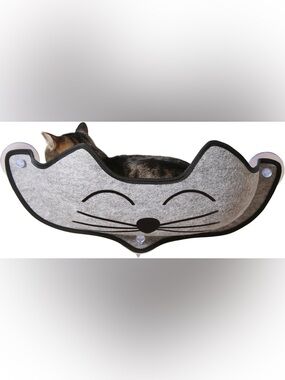 Gray cat window hanging bed